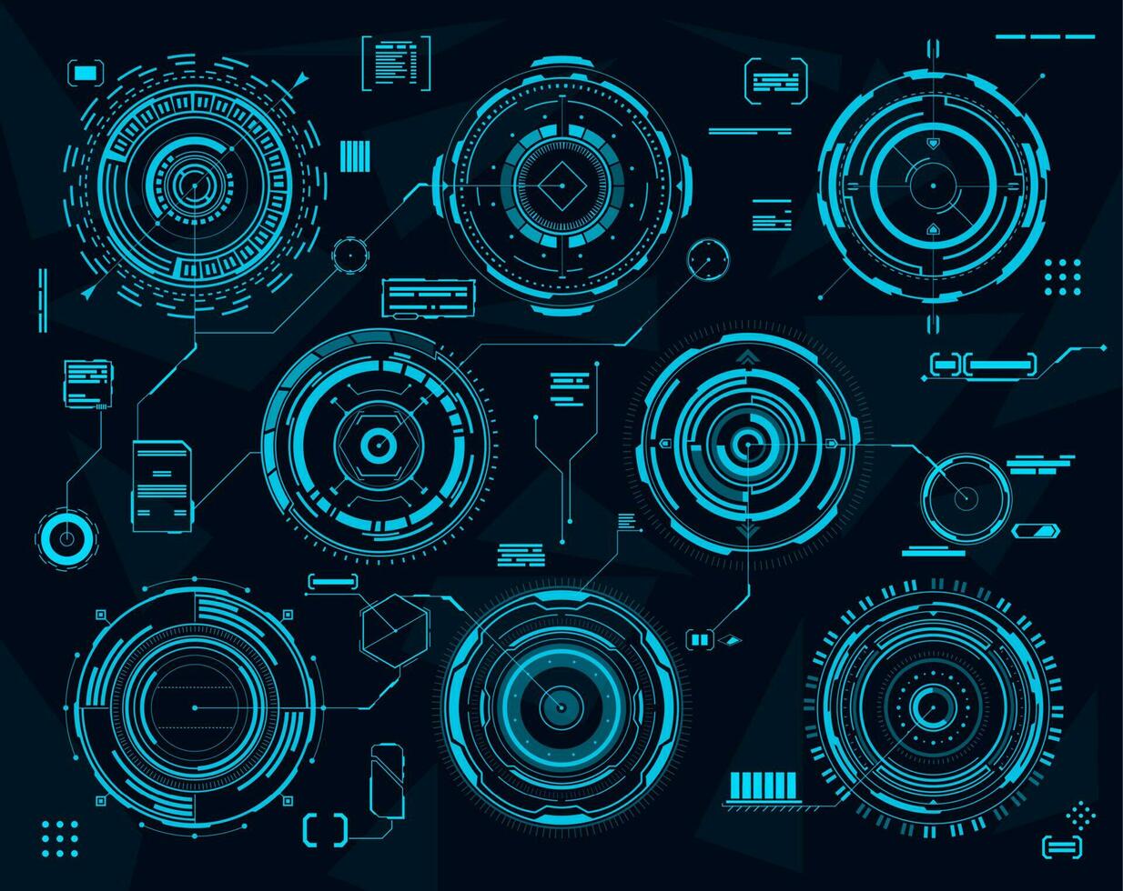 hud futurista circular interface, dados gráficos vetor