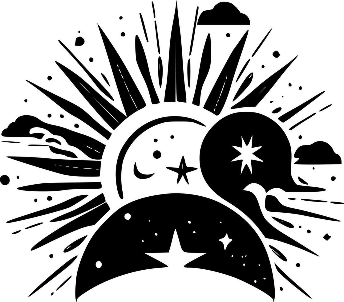 celestial - Preto e branco isolado ícone - vetor ilustração