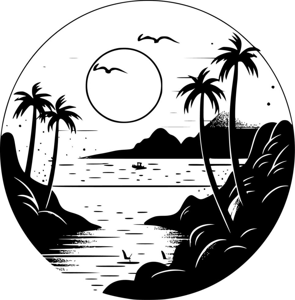 de praia fundo - minimalista e plano logotipo - vetor ilustração