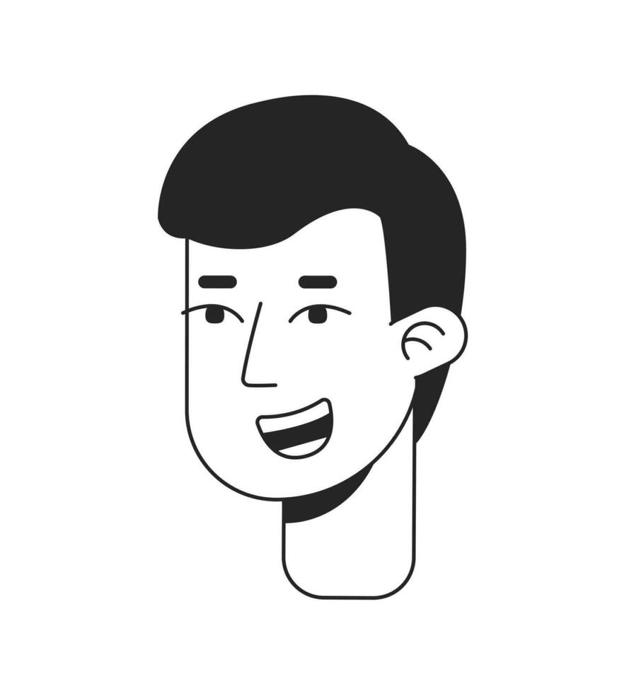 cara aluna com radiante entusiasmado expressão monocromático plano linear personagem cabeça. editável esboço mão desenhado humano face ícone. 2d desenho animado local vetor avatar ilustração para animação