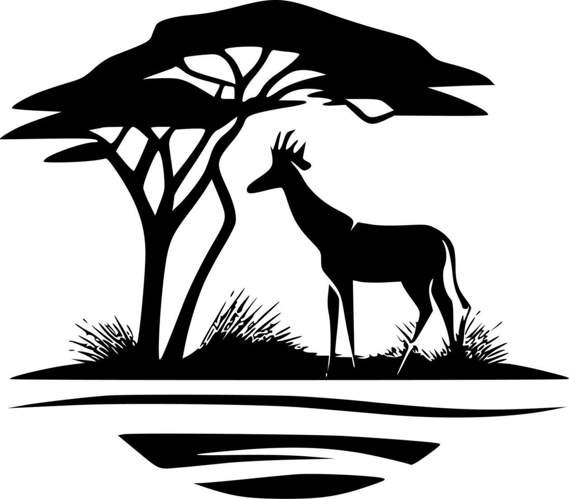 safári - Preto e branco isolado ícone - vetor ilustração