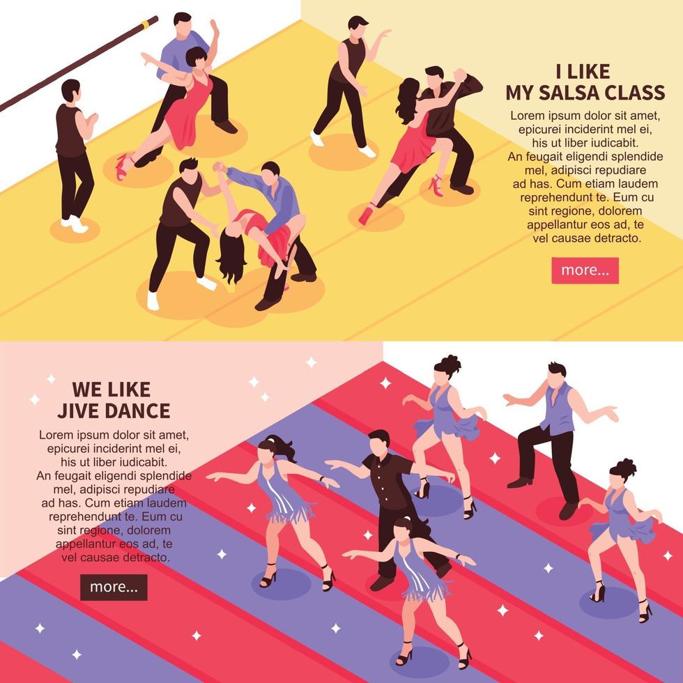 ilustração vetorial de banners isométricos de dança vetor