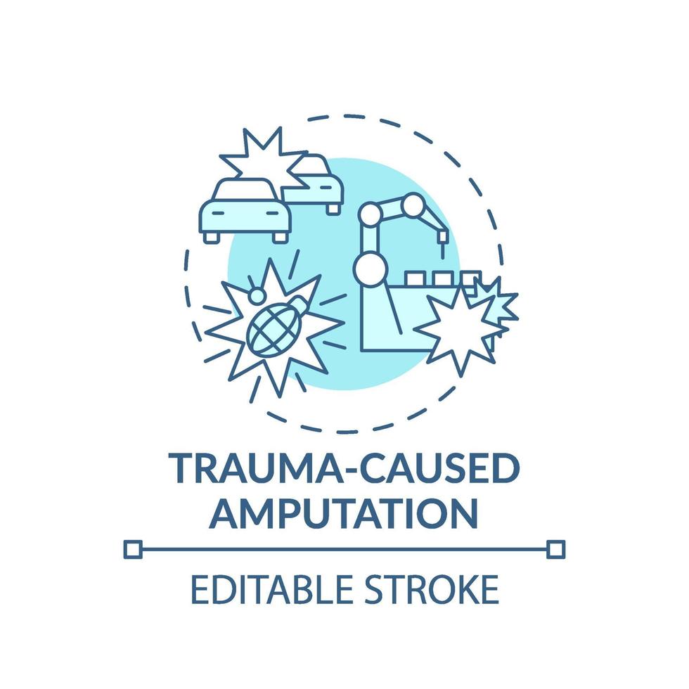 ícone do conceito de amputação causada por trauma vetor