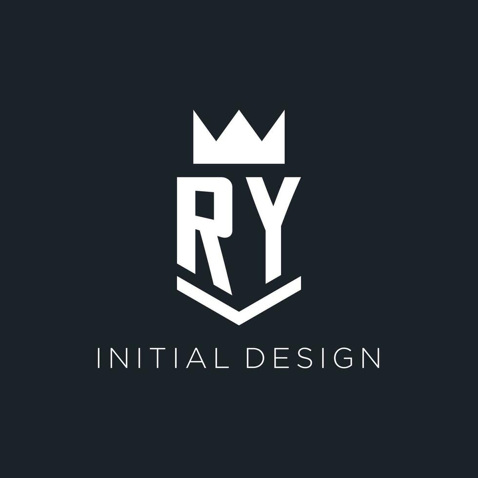 ry logotipo com escudo e coroa, inicial monograma logotipo Projeto vetor