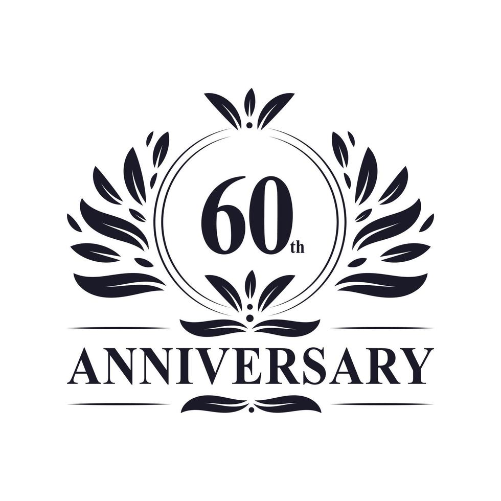 Celebração do 60º aniversário, design luxuoso do logotipo do aniversário de 60 anos vetor