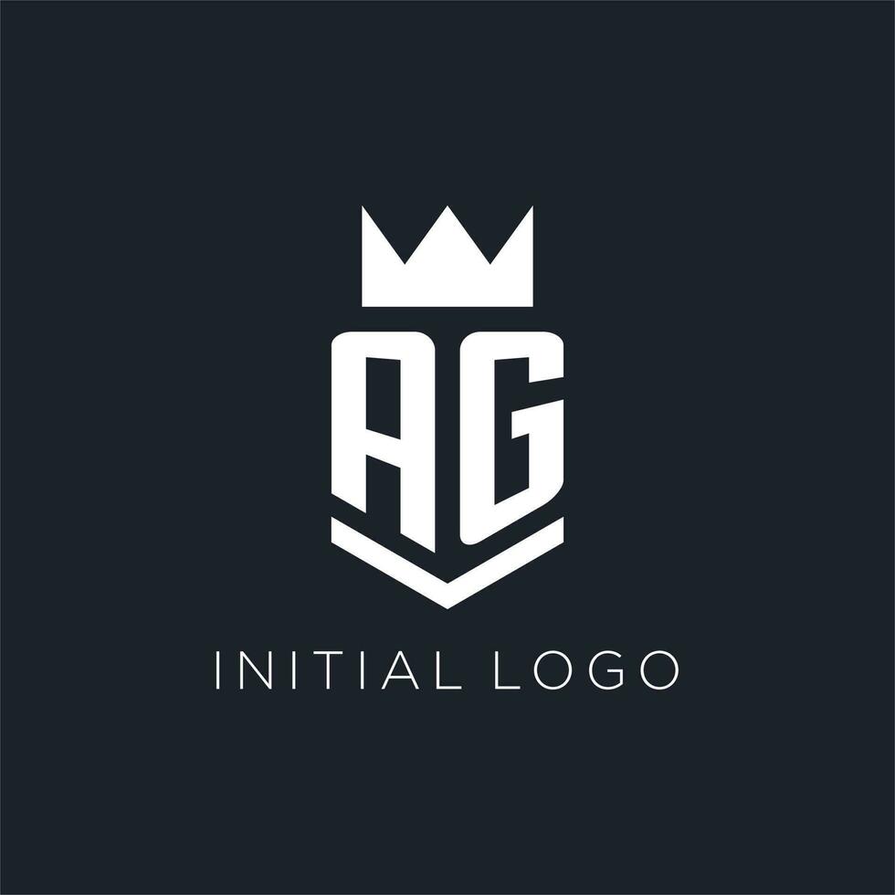 ag logotipo com escudo e coroa, inicial monograma logotipo Projeto vetor