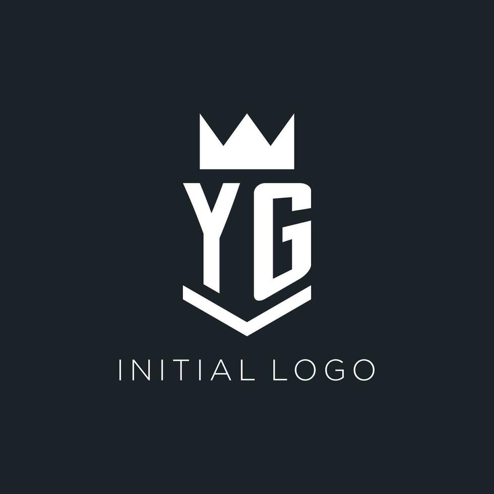 yg logotipo com escudo e coroa, inicial monograma logotipo Projeto vetor