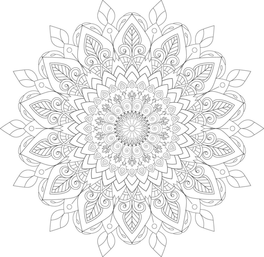 vetor desenhando para coloração livro. geométrico floral padronizar. contorno desenhando em uma branco fundo. mandala.