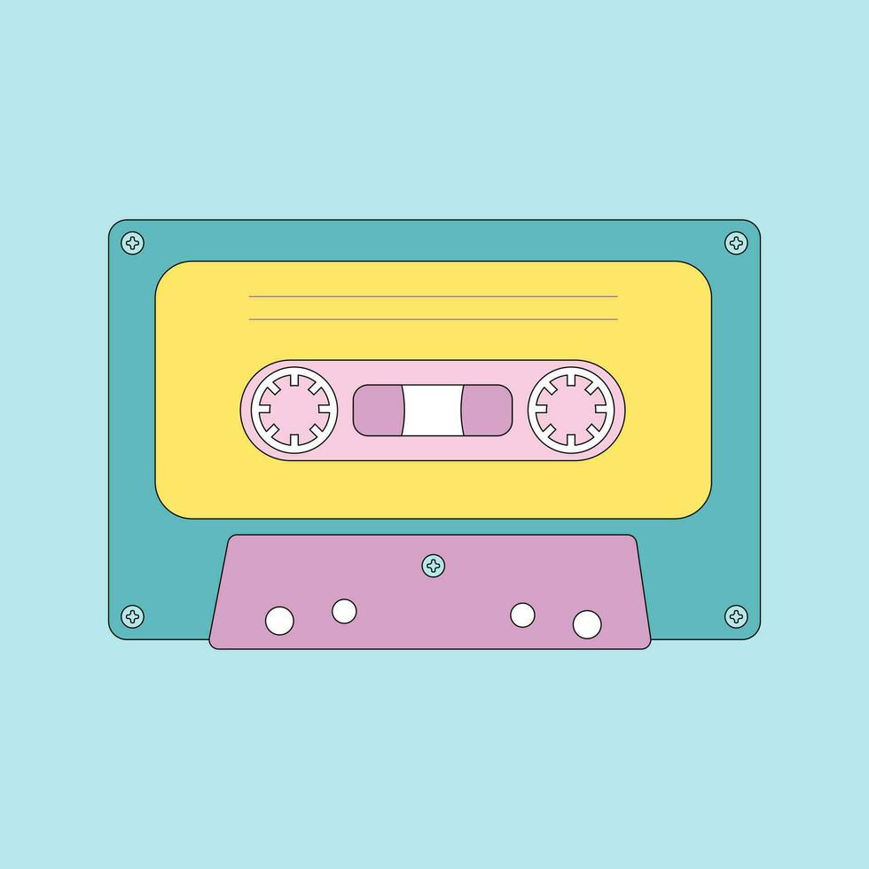 vintage cassete. retro cassete com pop canções a partir de a anos 80 e anos 90. vetor desenho animado ilustração