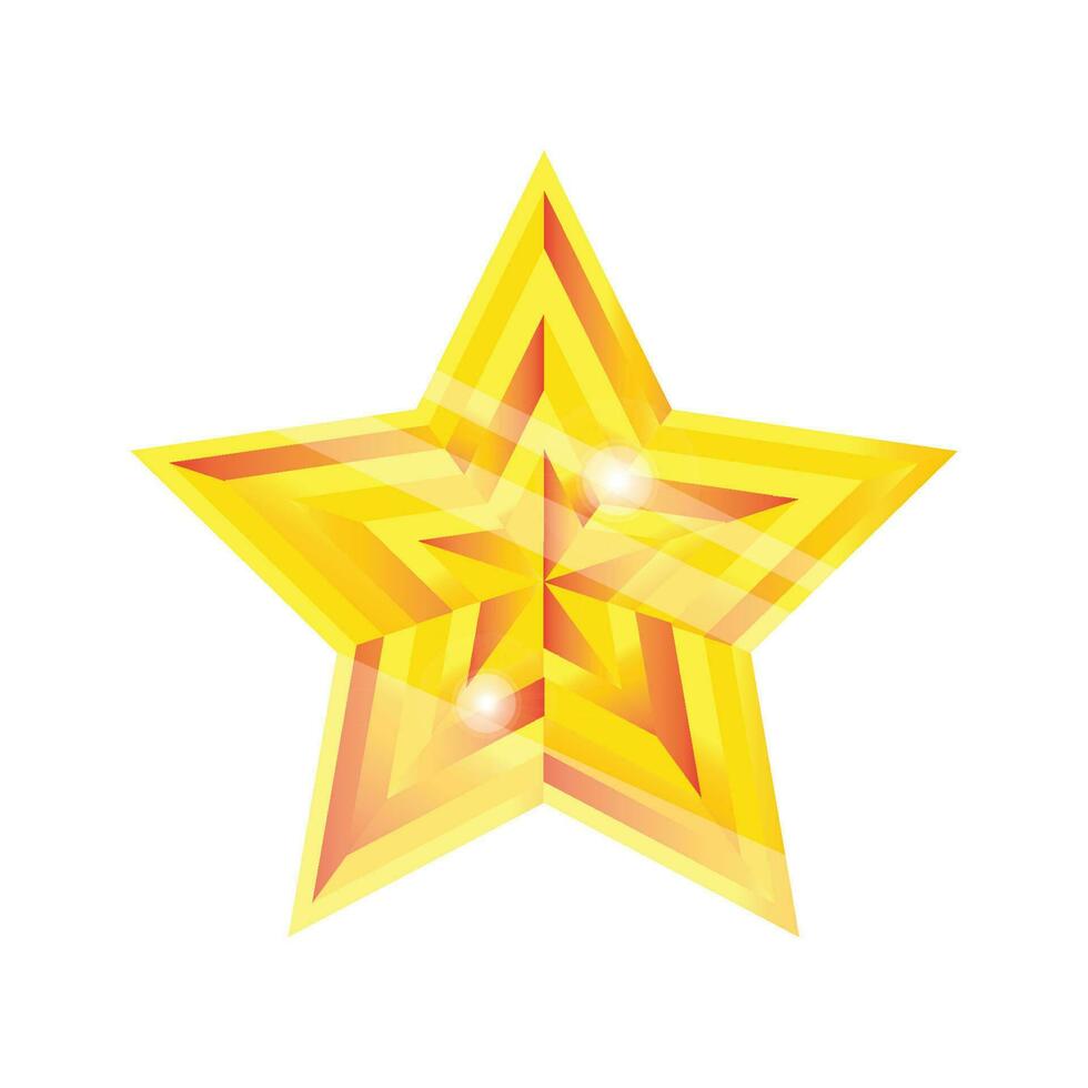 3d dourado espumante estrela, 3d criativo multicolorido estrela, dourado gradiente Estrela forma vetor