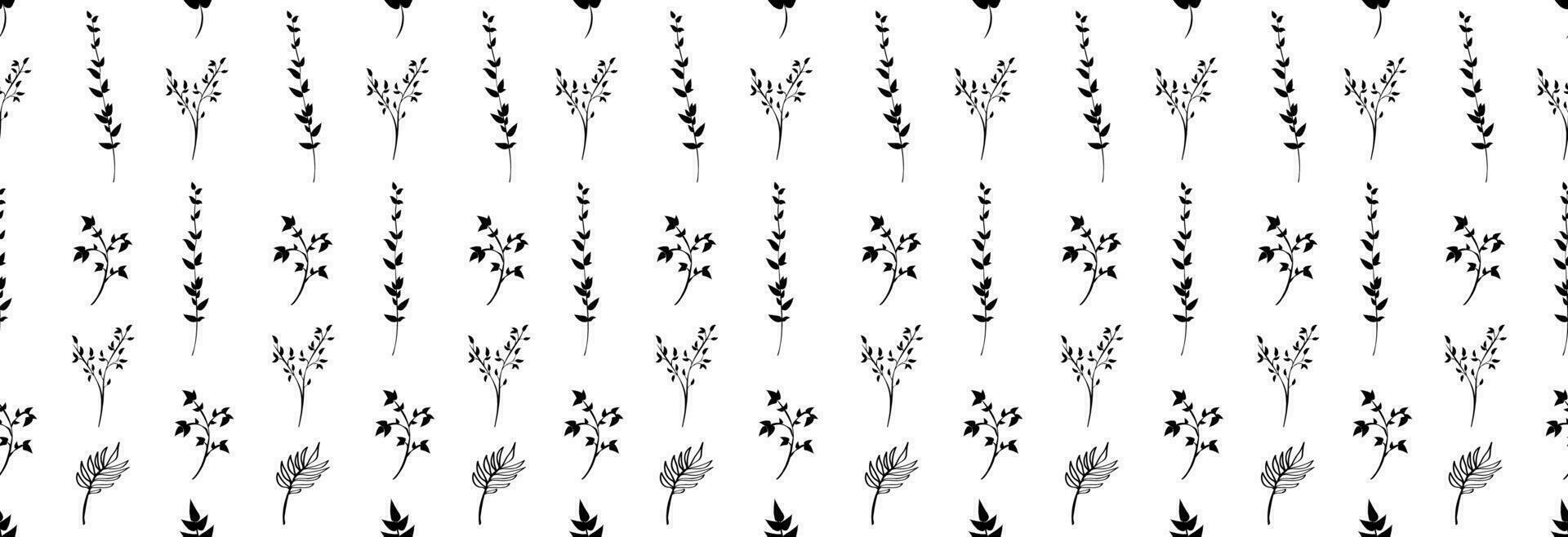 flor plantas com folhas do diferente formas em uma branco fundo. desatado padronizar. vetor