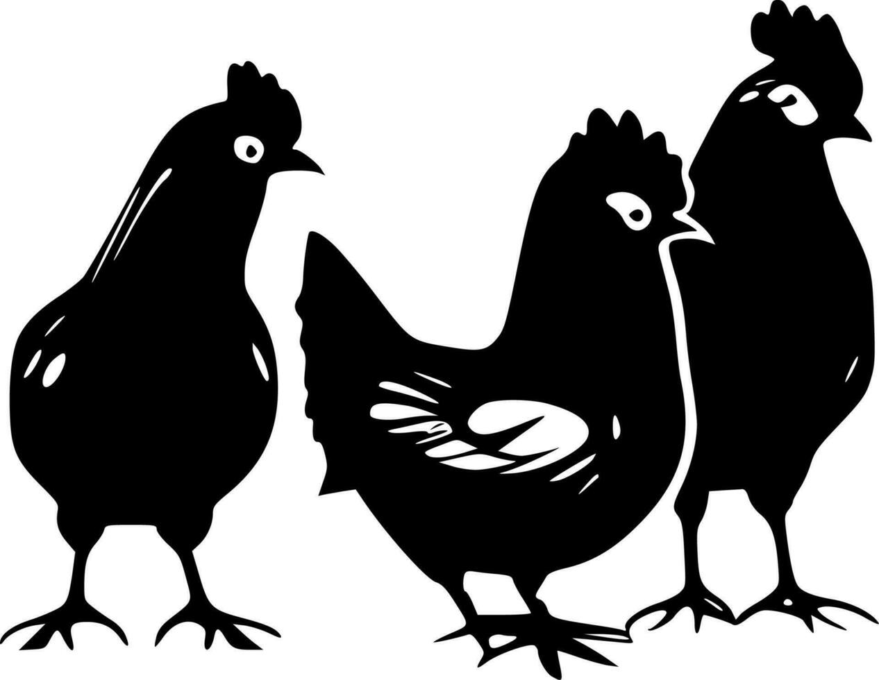 galinhas, Preto e branco vetor ilustração
