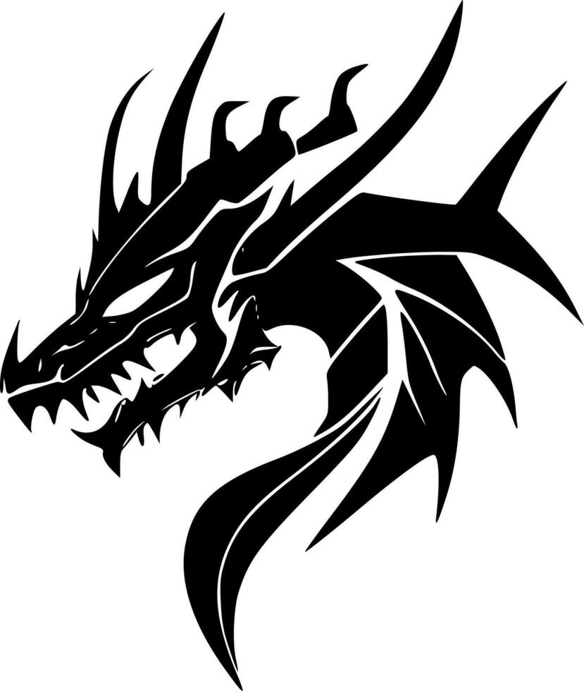 dragões - Preto e branco isolado ícone - vetor ilustração