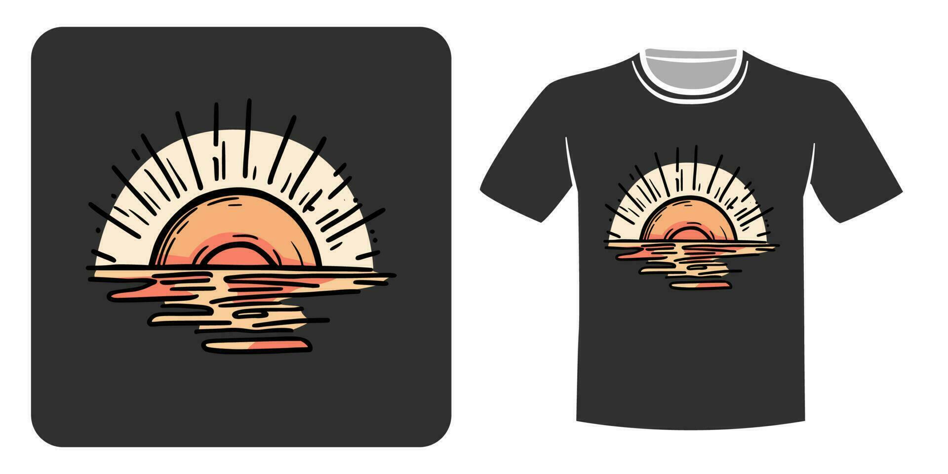 pôr do sol ilustração para camiseta Projeto vetor