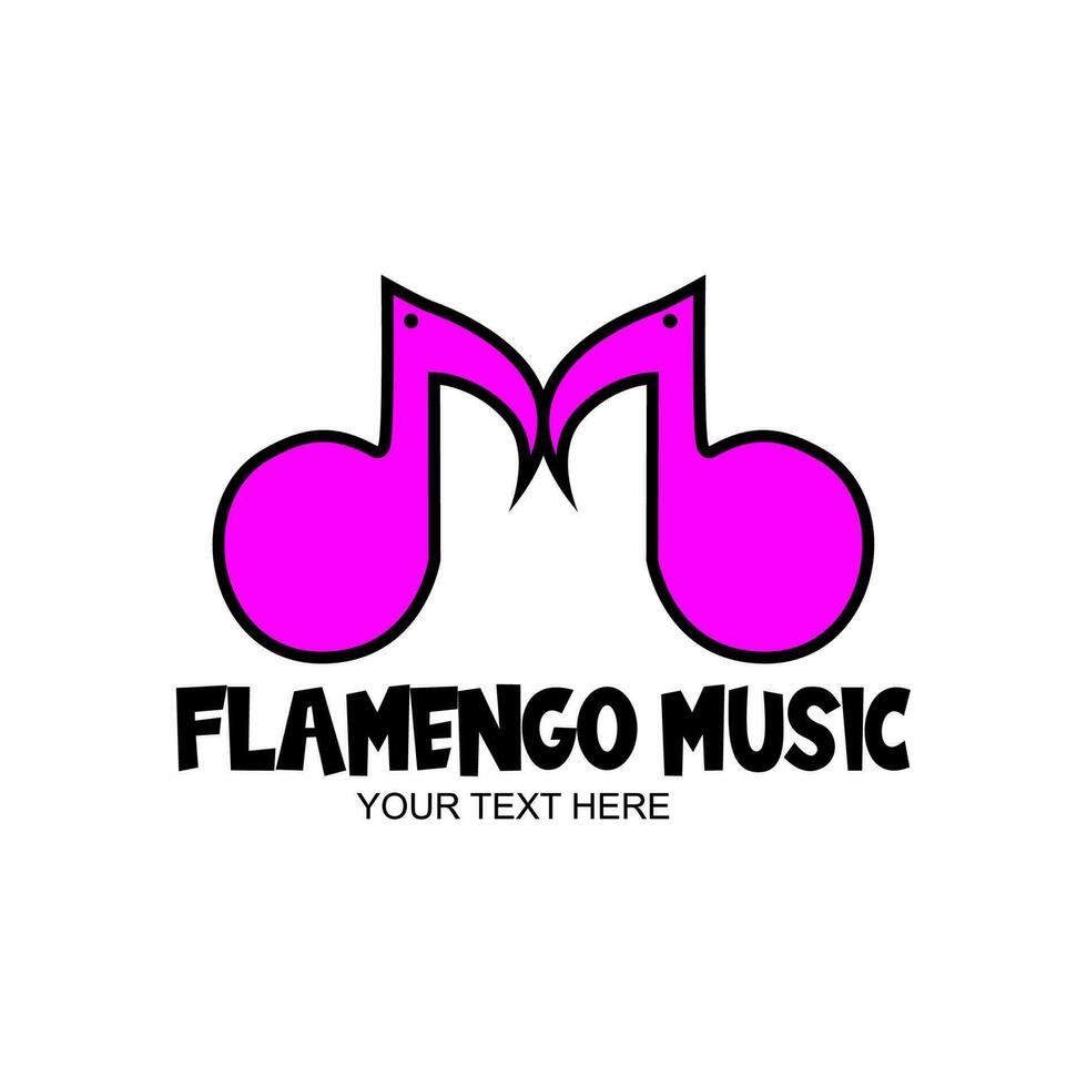 flamengo música logotipo, flamengo pássaro semelhante a uma música ícone e dentro a forma do a carta m.vetor ilustração vetor
