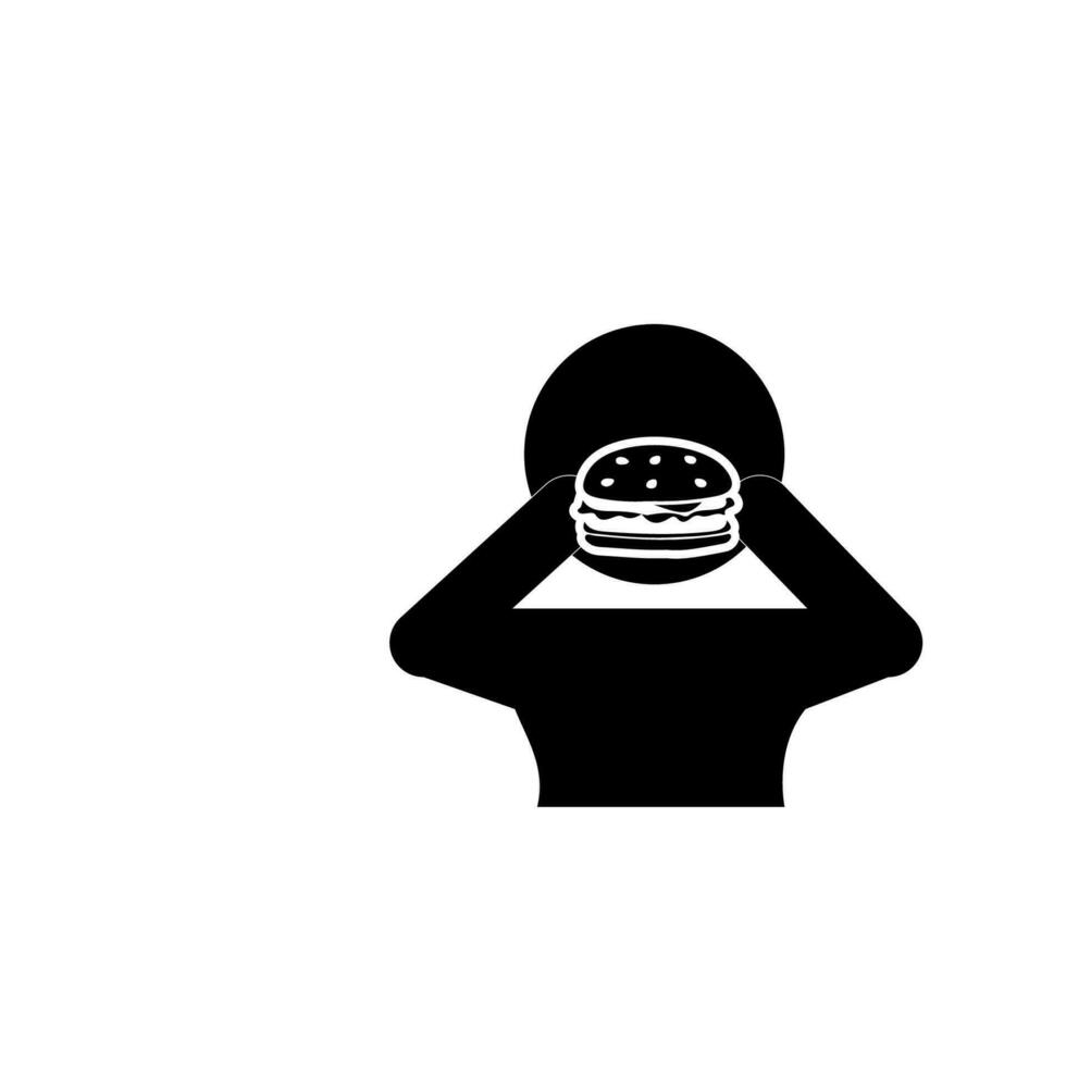 homem comendo hamburguer vetor ícone ilustração