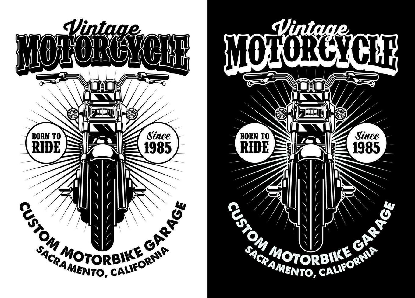 Preto e branco do vintage personalizadas motocicleta garagem vetor