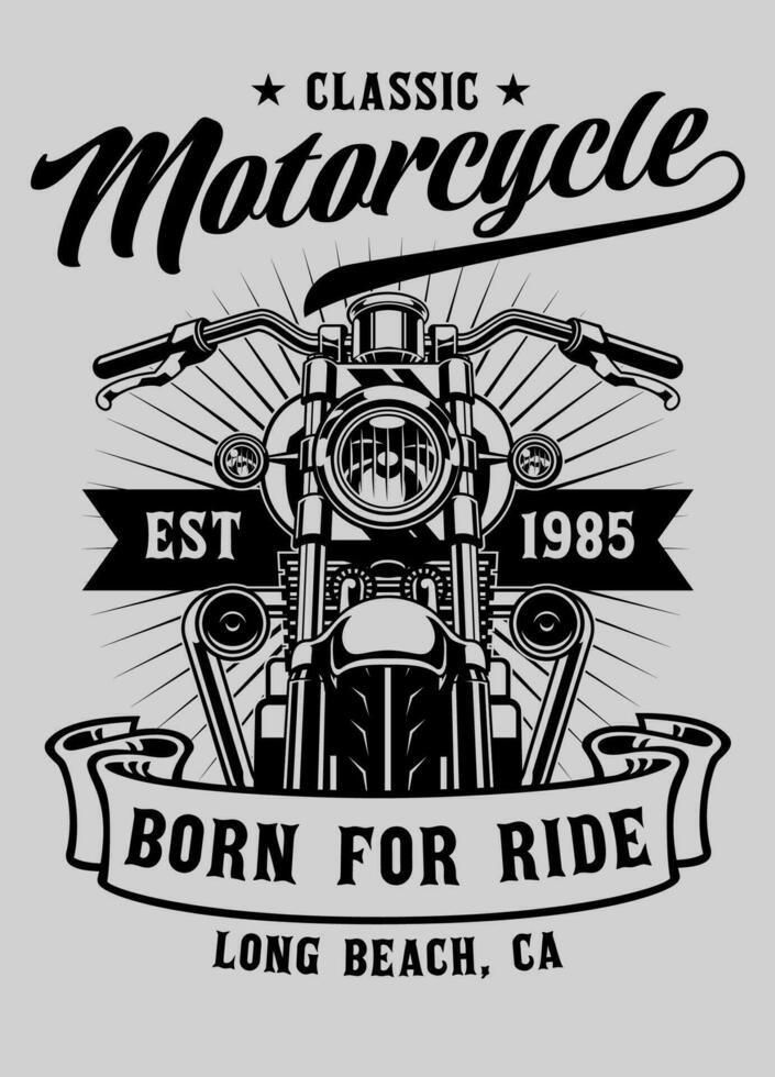 motocicleta camiseta Projeto dentro Preto e branco estilo vetor