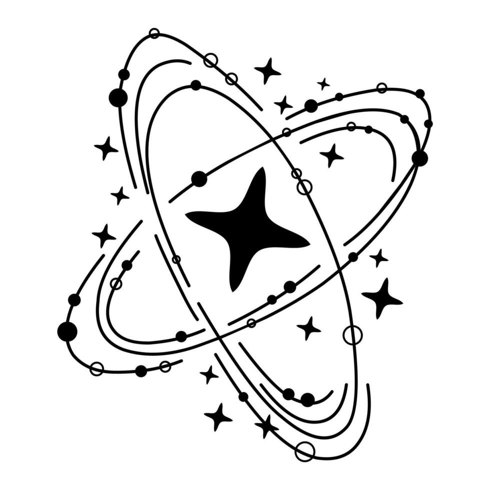 velho escola tatuagem. órbita. planetário movimento. espaço sistema.astrologia tatuagem estilo vetor
