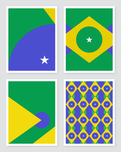 Projetos geométricos do conceito da bandeira de Brasil vetor