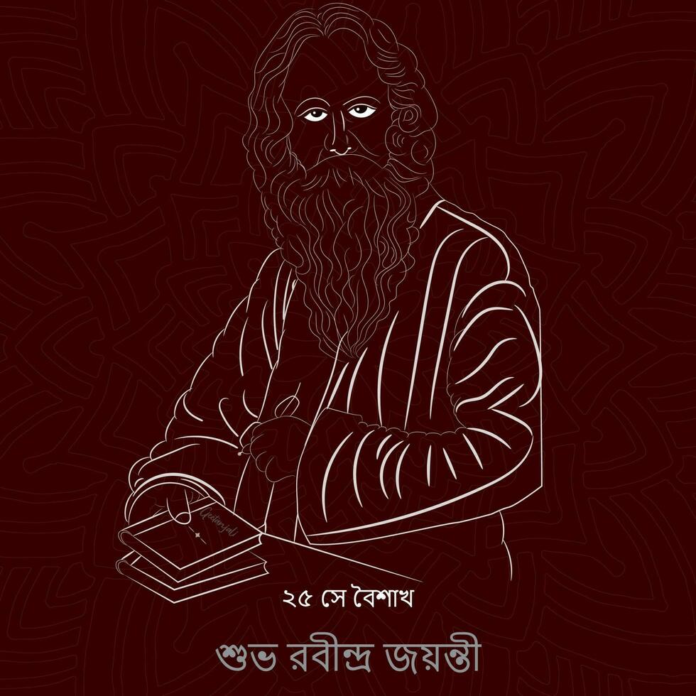 rabindra Jayanti vetor.rabindranath tagore Jayanti celebração social meios de comunicação publicar. vetor