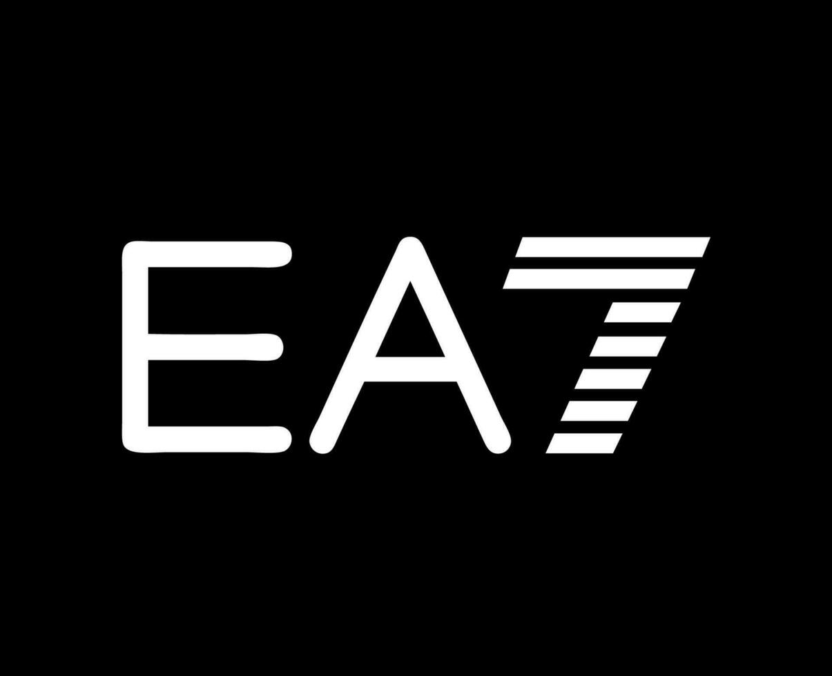 ea7 empório Armani marca logotipo roupas símbolo branco Projeto moda vetor ilustração com Preto fundo