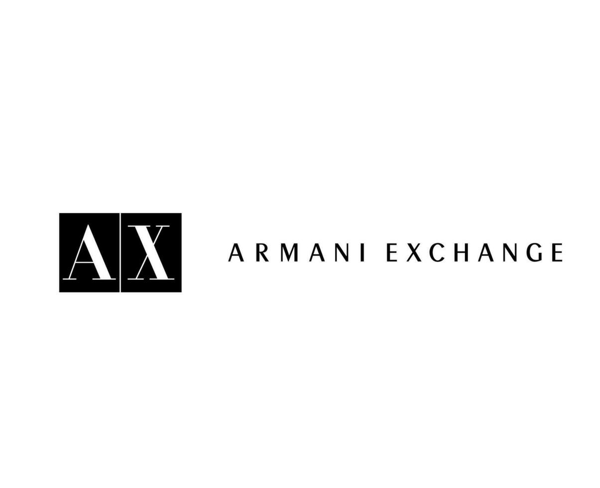 Armani troca marca roupas logotipo símbolo Preto Projeto moda vetor ilustração