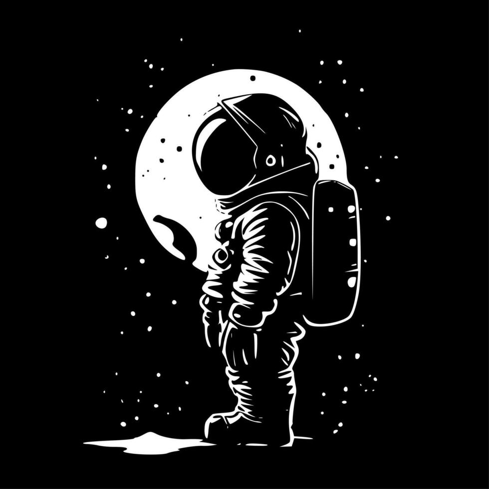 astronauta - Preto e branco isolado ícone - vetor ilustração