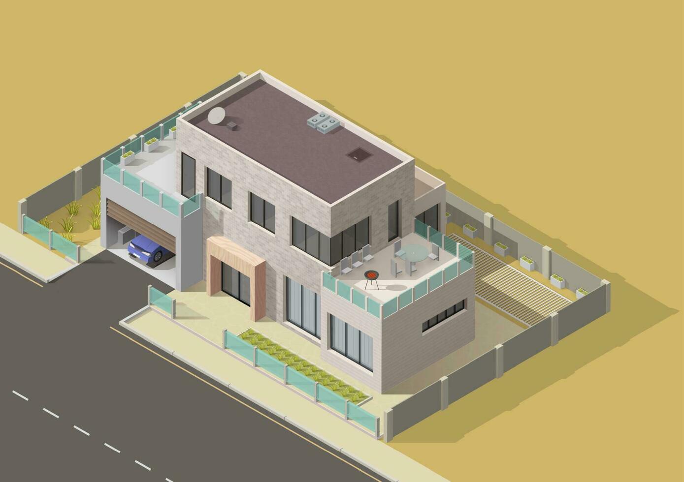 bangalô, villa ou mansão isométrico construção vetor