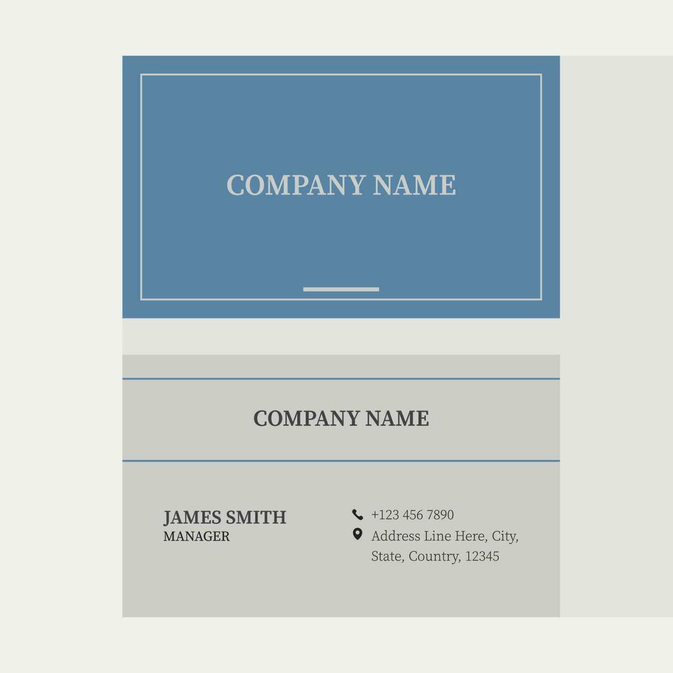 dois lados do horizontal o negócio cartão modelo disposição dentro azul e cinzento cor. vetor
