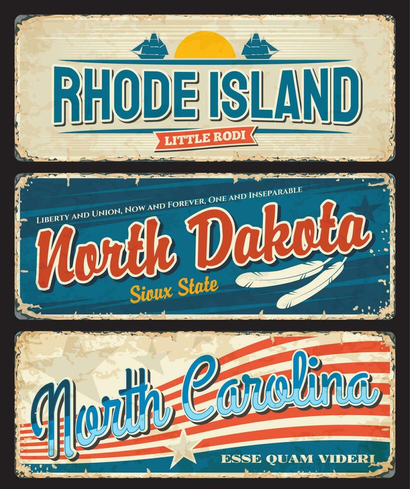 EUA estados Rhode ilha dakota, carolina pratos vetor