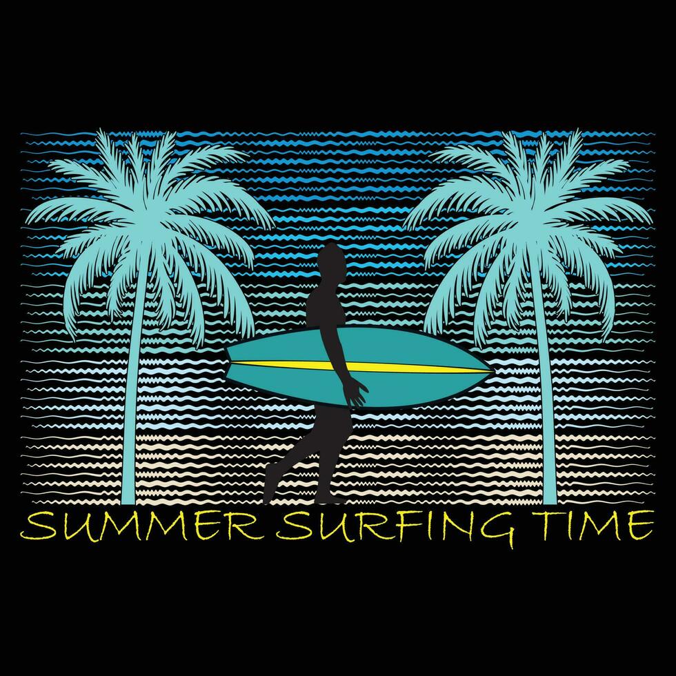 verão surfar Tempo camiseta Projeto vetor ilustração