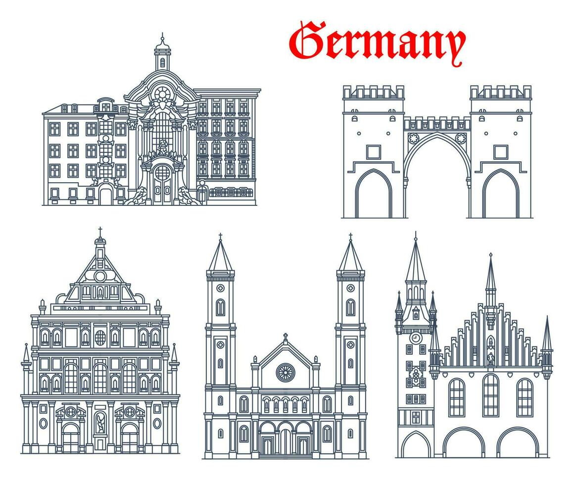 Alemanha arquitetura igrejas, Munique catedrais vetor
