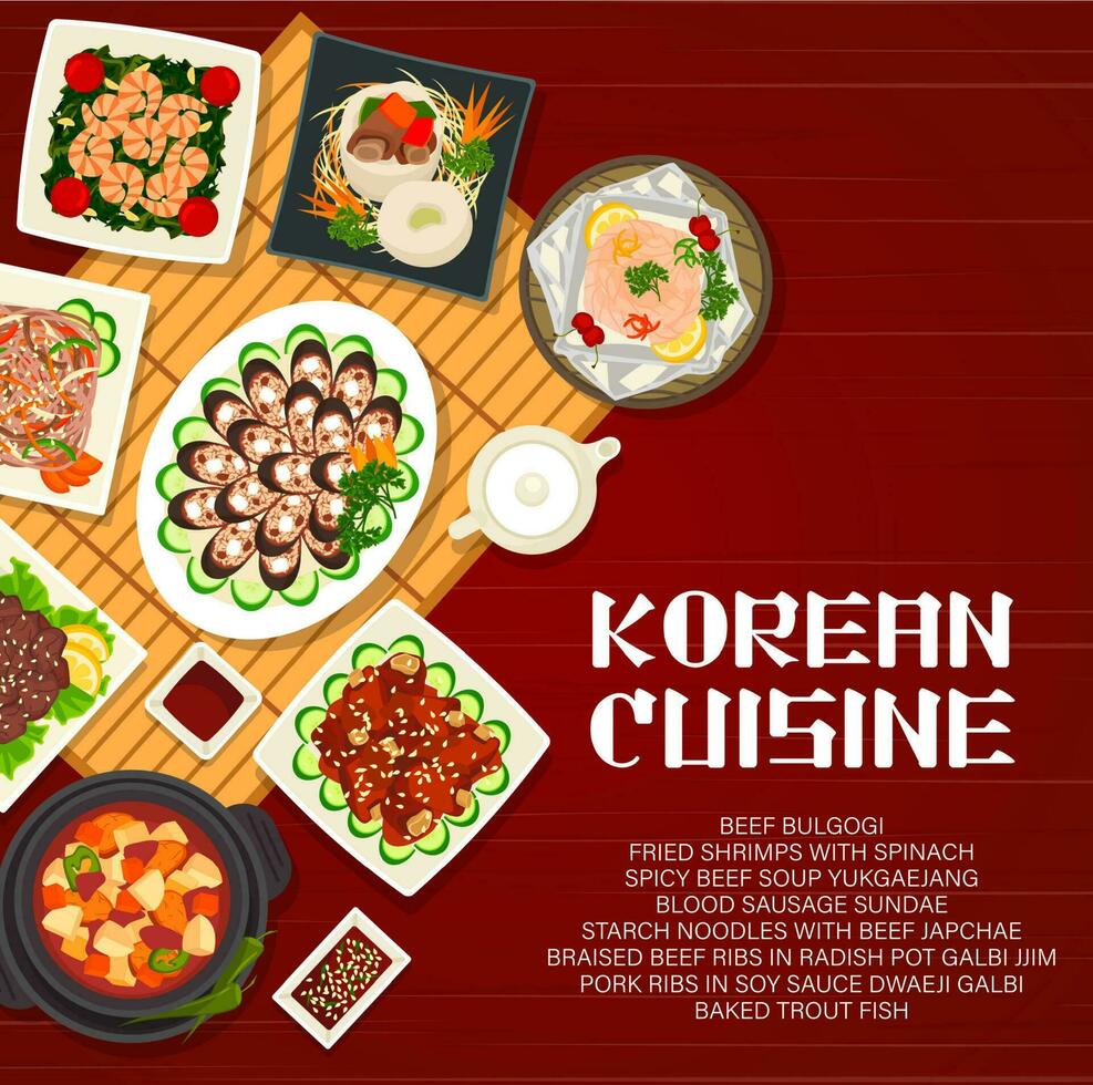 coreano cozinha vetor Comida do Coréia desenho animado poster