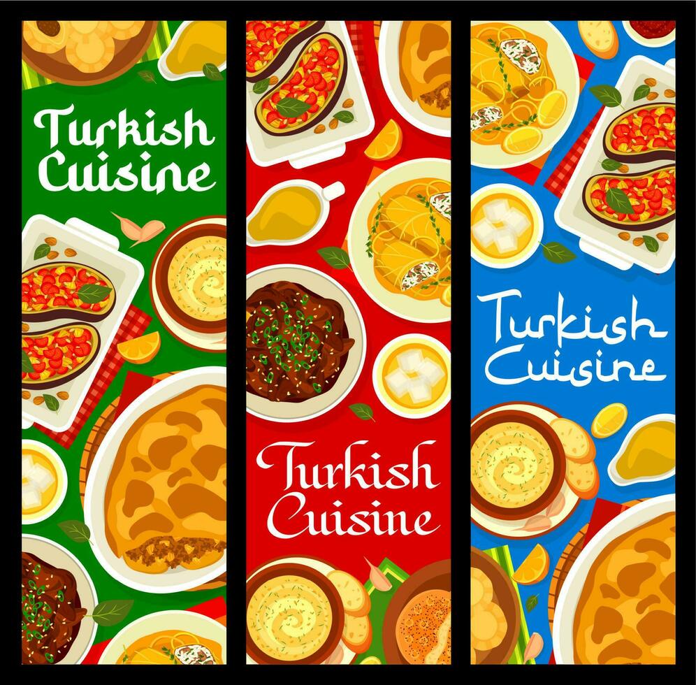 turco cozinha cardápio refeições faixas do árabe pratos vetor
