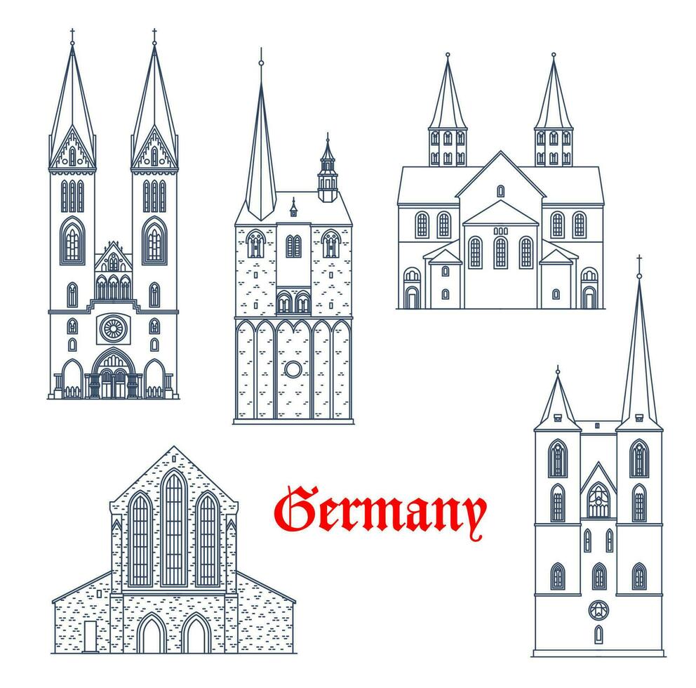 Alemanha arquitetura, quedlinburg e Halberstadt vetor