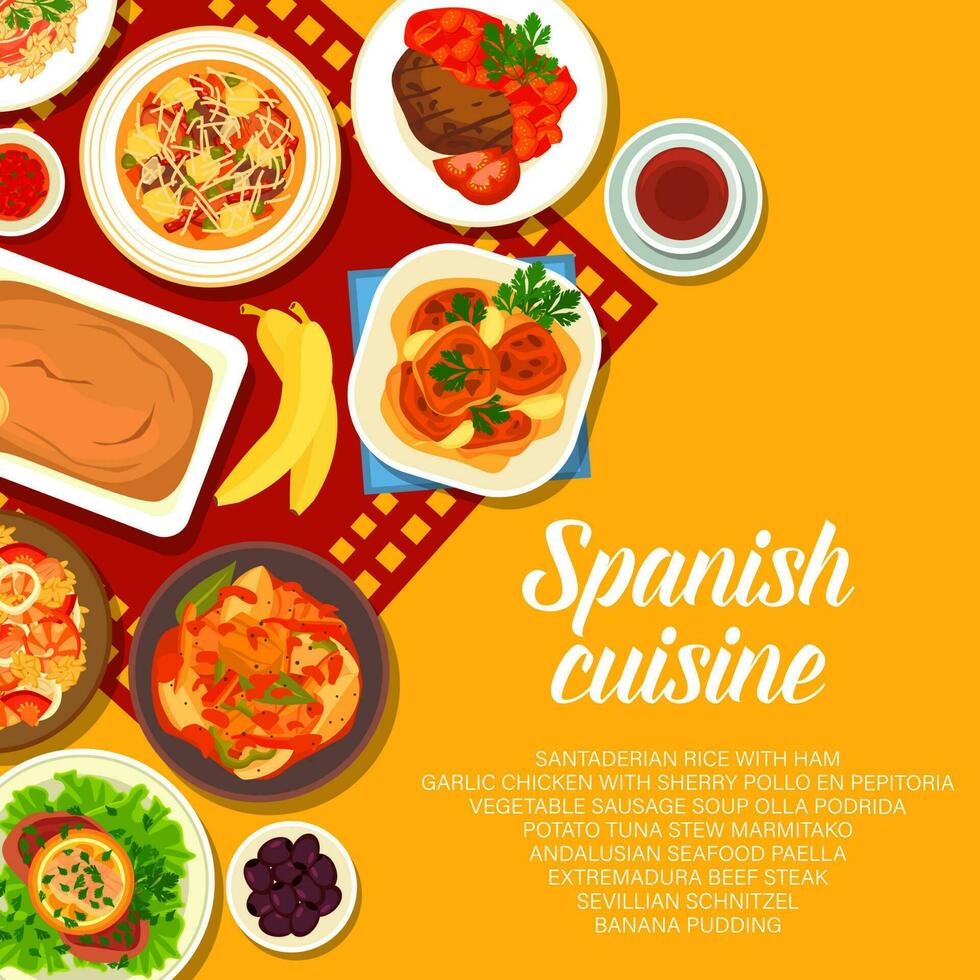 espanhol cozinha vetor cardápio refeições cobrir