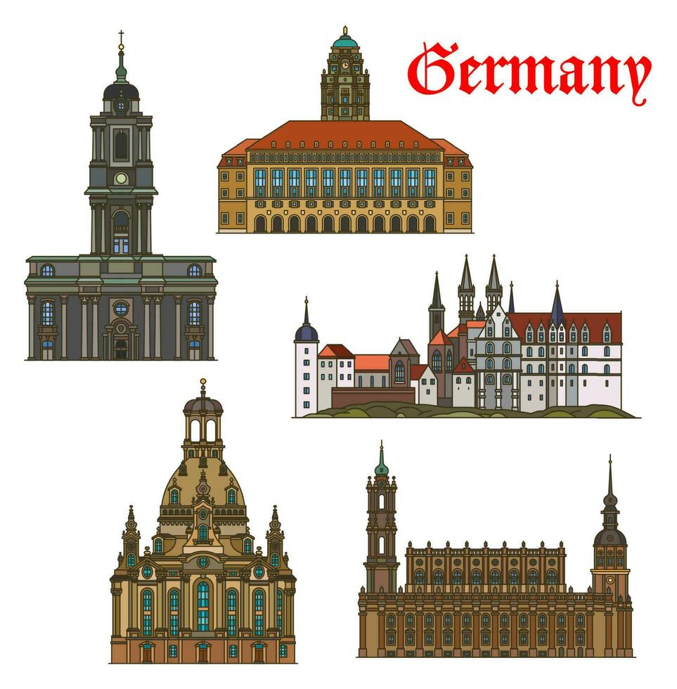 Alemanha edifícios, arquitetura marcos, Dresden vetor