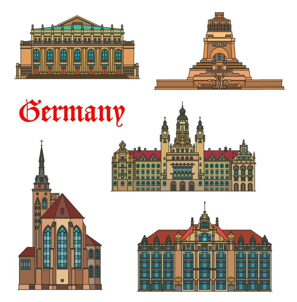 Alemanha edifícios, Estugarda, Leipzig arquitetura vetor