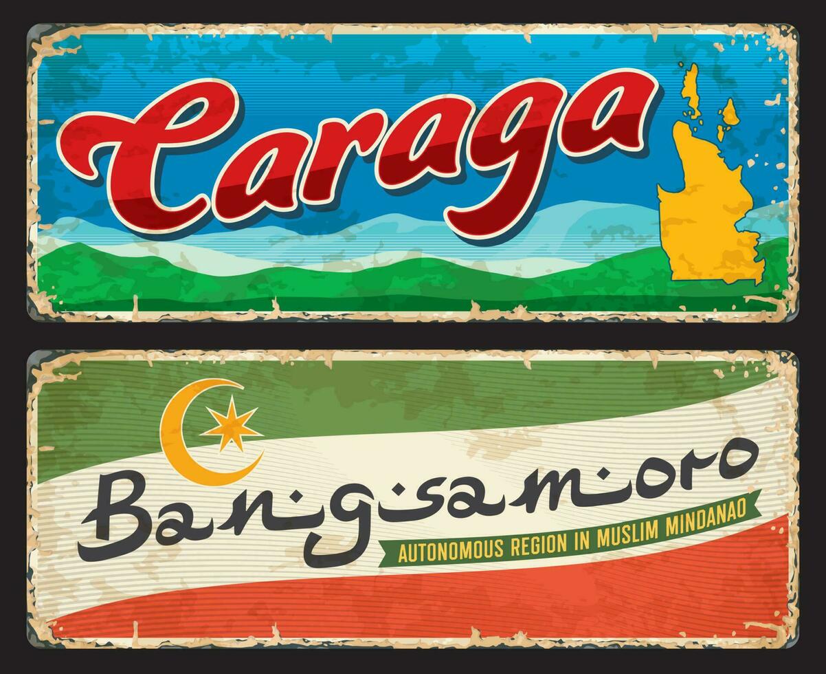 caraga e Bangsamoro, filipino viagem adesivos vetor