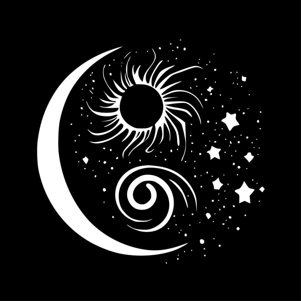 celestial, Preto e branco vetor ilustração