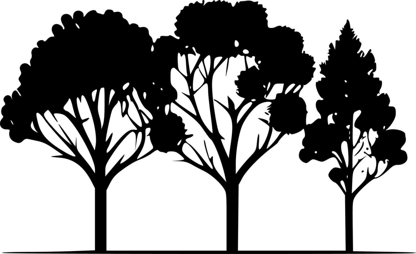 árvores, minimalista e simples silhueta - vetor ilustração