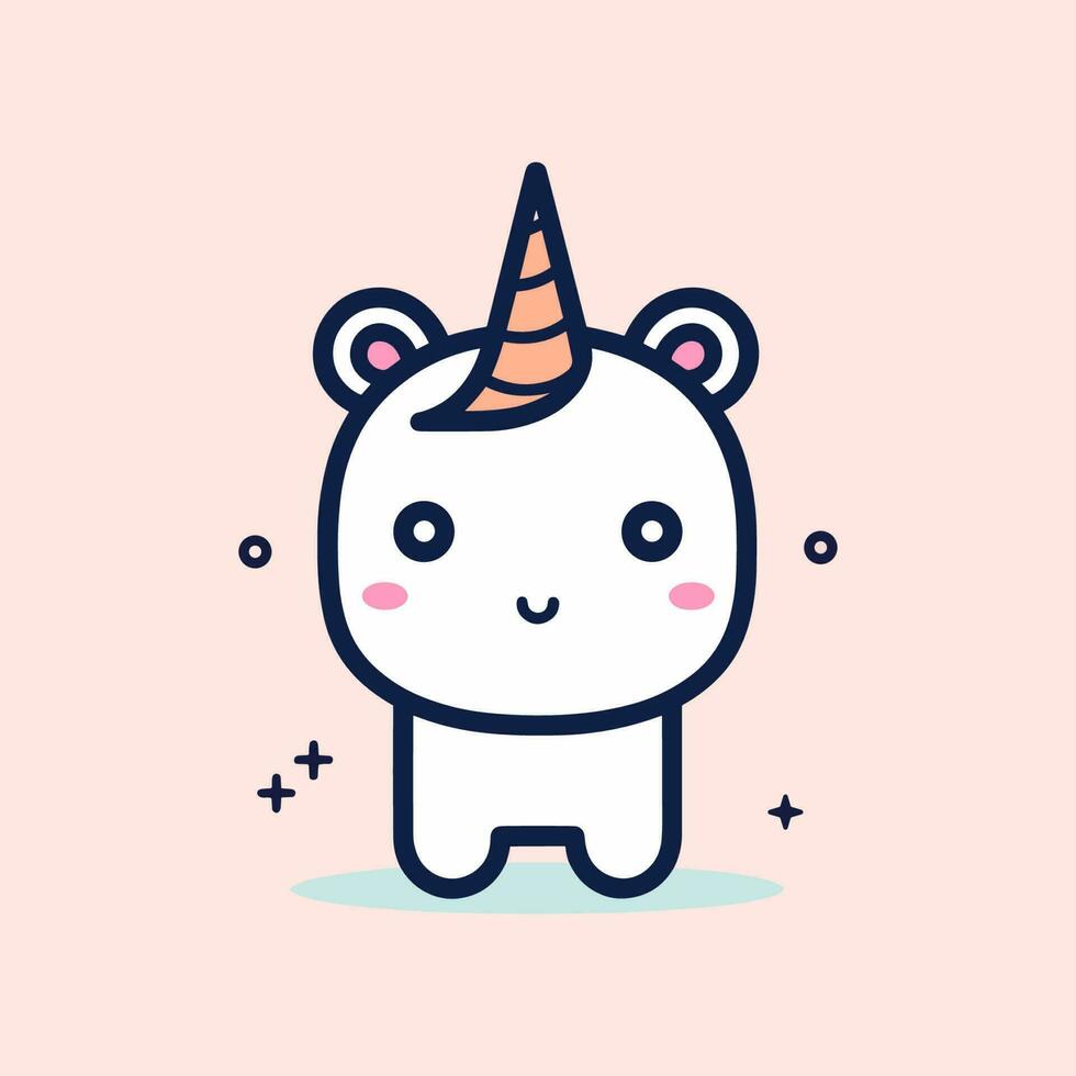 uma caprichoso e encantador logotipo ilustração apresentando uma fofa kawaii unicórnio, perfeito para uma crianças marca ou uma tema mágico produtos vetor