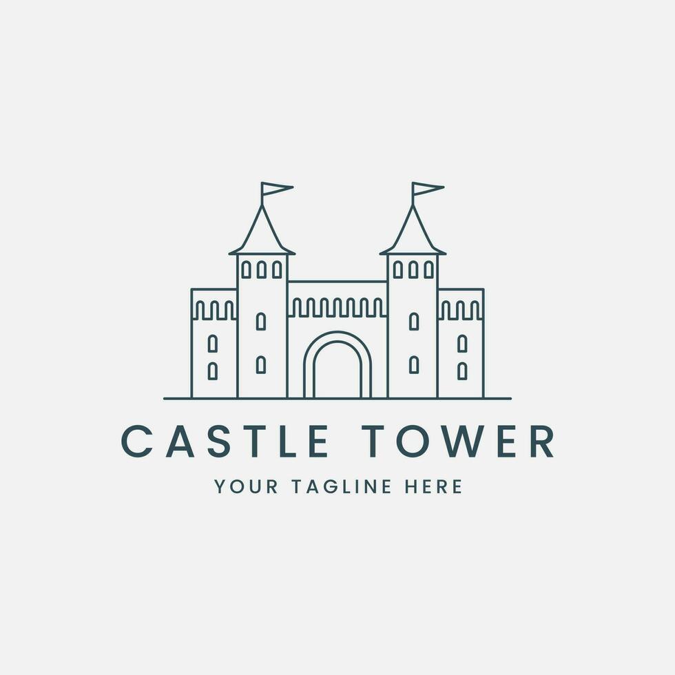 castelo torre linha arte logotipo vetor modelo ilustração Projeto