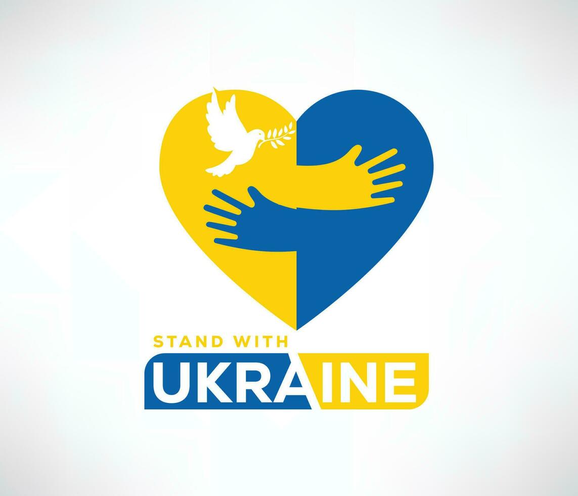 ficar de pé com Ucrânia, Distintivos dentro azul e amarelo com não guerra, Apoio, suporte Ucrânia vetor