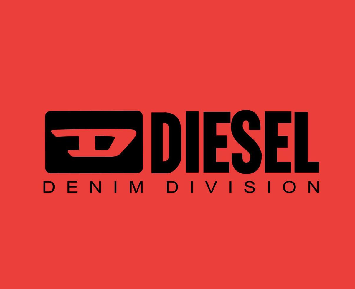 diesel logotipo marca símbolo com nome Preto Projeto luxo roupas moda vetor ilustração com vermelho fundo