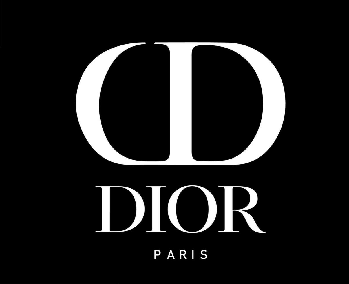 dior Paris marca roupas símbolo logotipo branco Projeto luxo moda vetor ilustração com Preto fundo