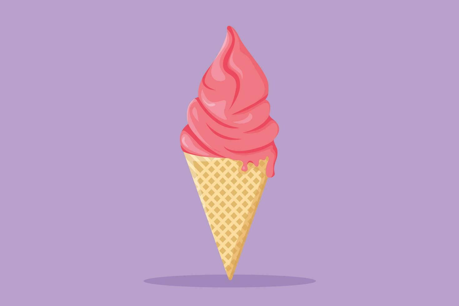 gráfico plano Projeto desenhando fresco delicioso gelo creme cone restaurante logotipo emblema. sobremesa doce sorvete cafeteria fazer compras logótipo modelo ícone para Comida Entrega serviço. desenho animado estilo vetor ilustração