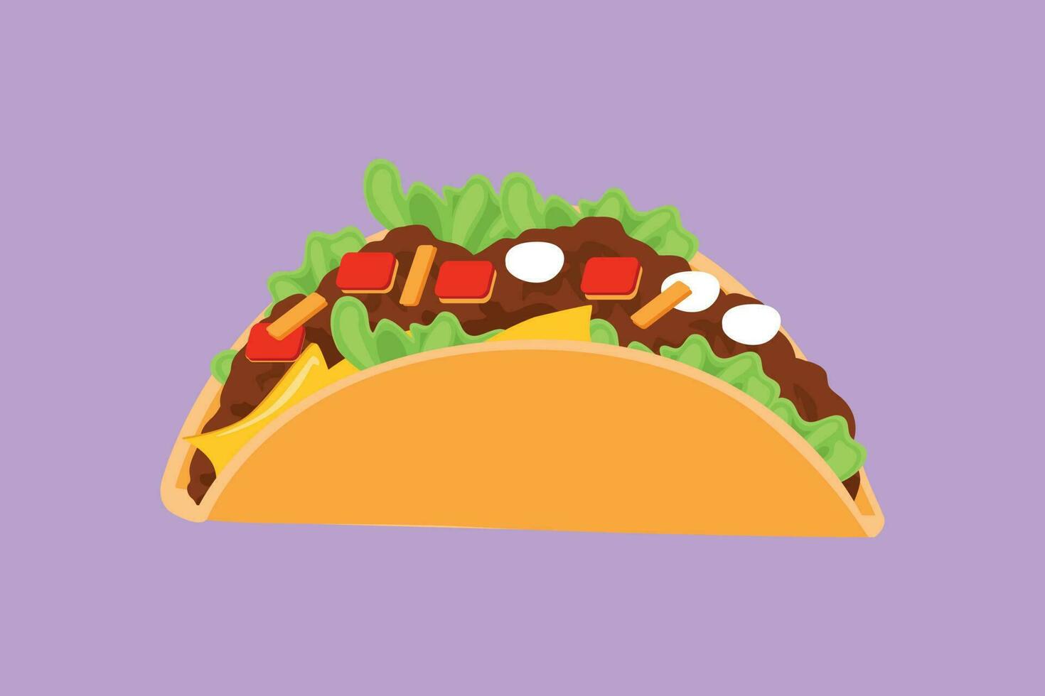 gráfico plano Projeto desenhando estilizado mexicano taco logotipo rótulo. emblema velozes Comida nacho restaurante para cafeteria fazer compras ou Comida Entrega serviço. delicioso refeição para café da manhã. desenho animado estilo vetor ilustração