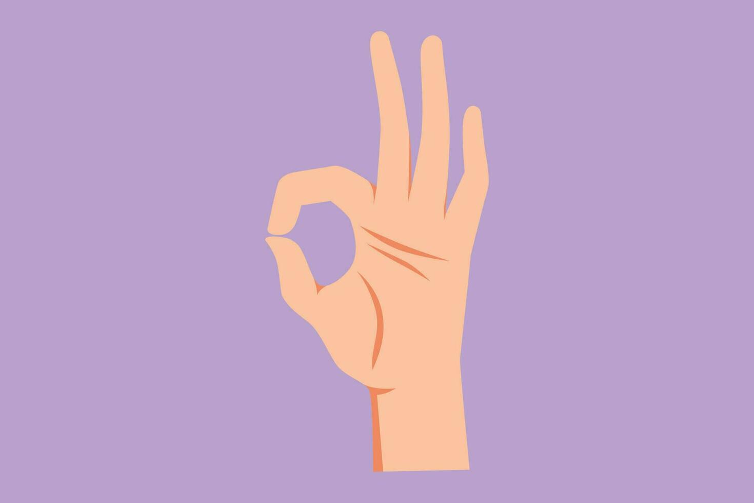 personagem plano desenhando mão mostrando OK ou perfeito gesto. número três mão contar. aprender para contagem números. não-verbal sinais ou símbolos para humano Educação. desenho animado estilo Projeto vetor ilustração
